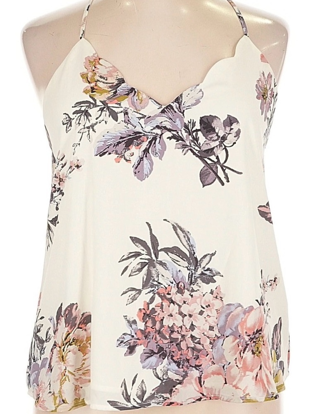 Nine Britton XL Ivory Floral Racerback Cami Tank Top